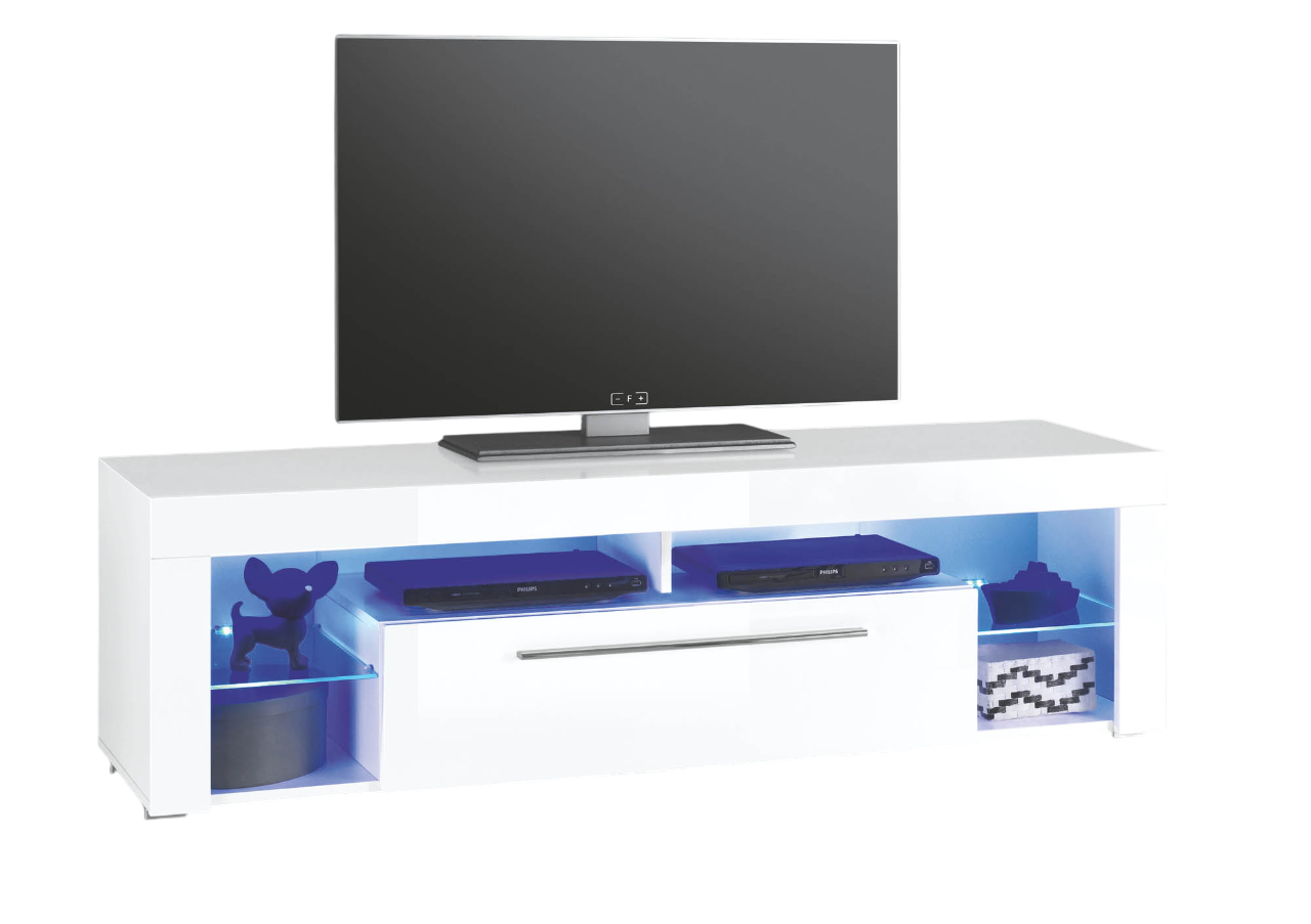 Lowboard - Goal 1 - Weiß, weiß Hochglanz