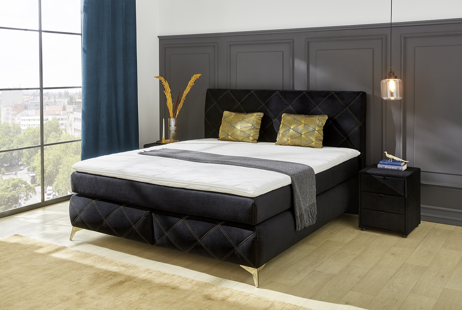 Boxspringbett - Leyla Max - 180x200- H4 bis 140 kg